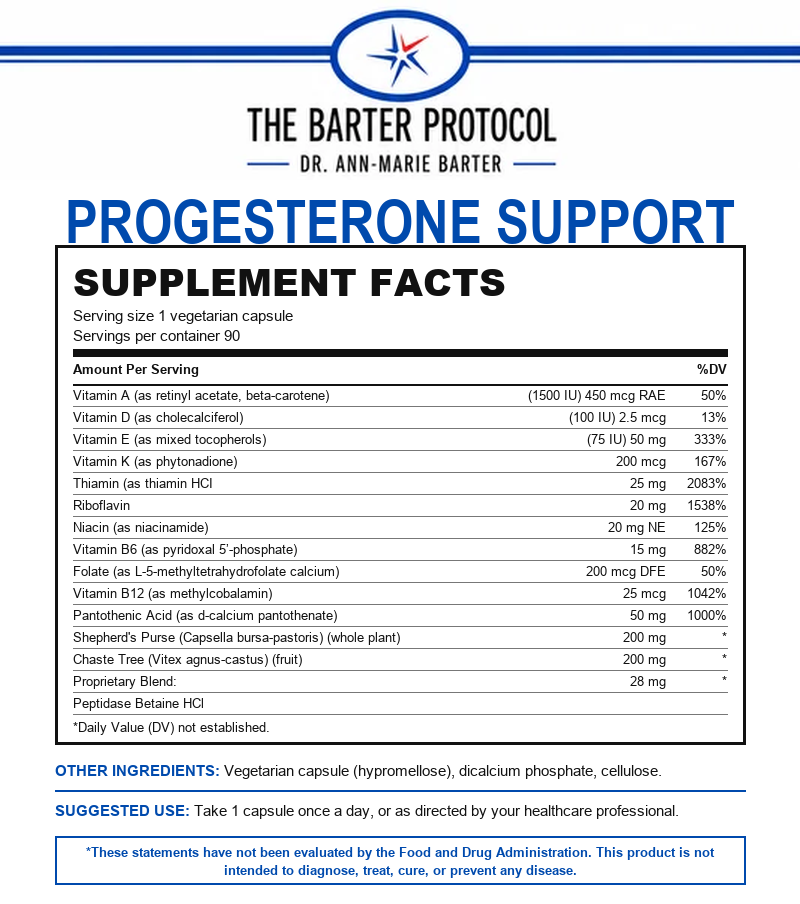 Progesterone Support – Chaste Tree Berry, Shepherd’s Purse, B Vitamins & Vitamins D and E